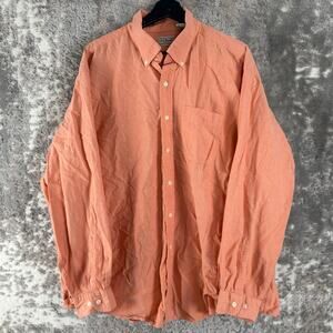 LL Bean Size XL Minimalist Casual Button Shirt Orange Pocket‎ Long Sleeve Collar
